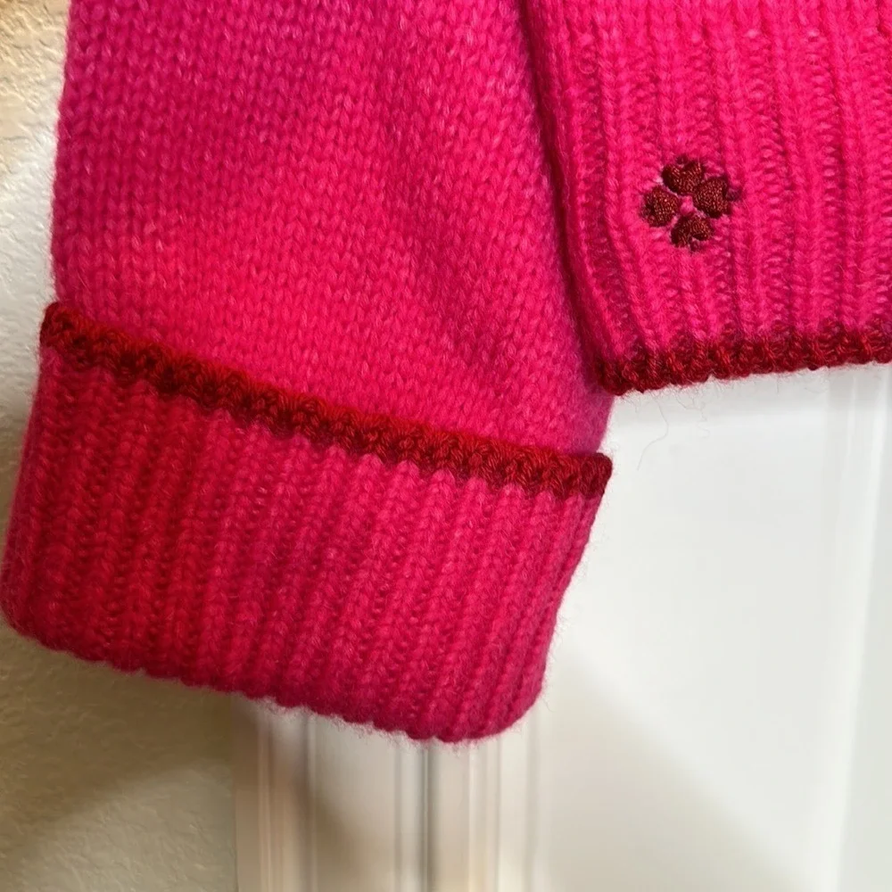 Kate Spade Tipped V Neck Sweater‎ color Pink Size XL NEW with TAGS!